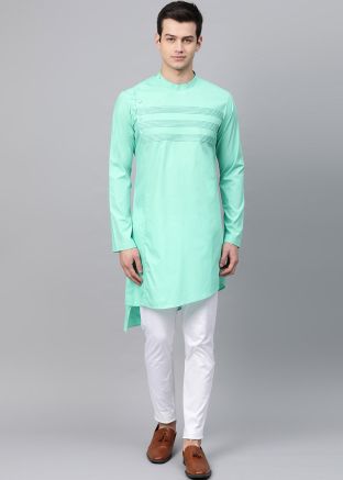 Green Embroidered Asymmetric Kurta Pajama