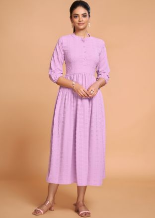 Readymade Pink Georgette Flared Kurta