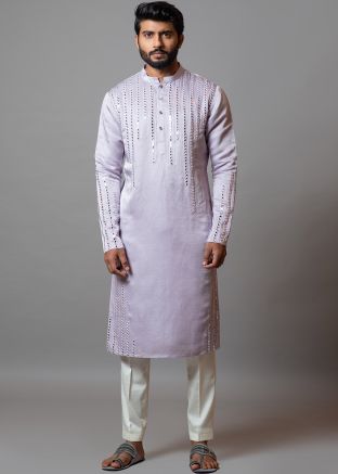 Purple Linen Mens Kurta Pajama