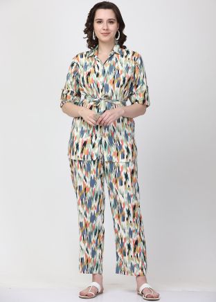 Multicolor Printed Co-ord Set In Cotton
