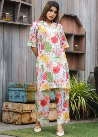 White Floral Printed Co-Ord Set