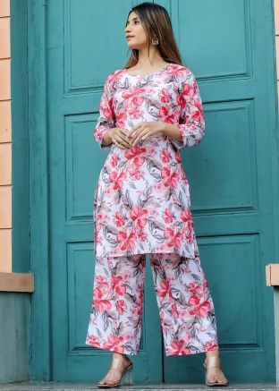Multicolored Cotton Co-Ord Set In Floral Print