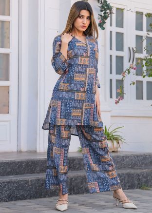 Readymade Blue Printed Co-Ord Set
