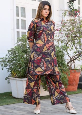 Black Readymade Printed Co-Ord Set