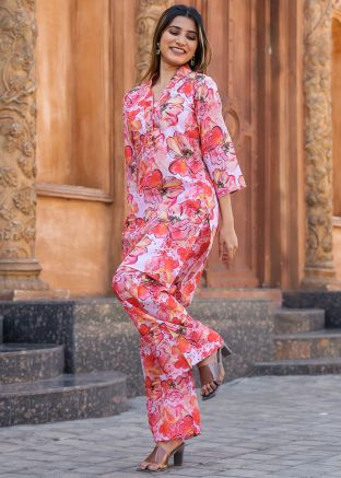 Pink Floral Printed Co-Ord Set