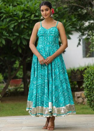 Readymade Blue Printed Cotton Dress