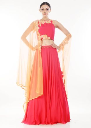 Pink Lehenga Choli With Attached Dupatta
