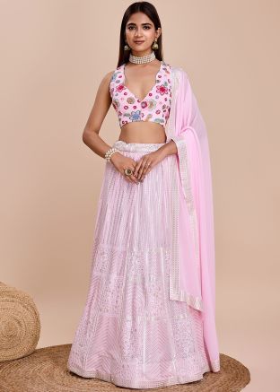 Baby Pink Embellished Lehenga Choli Set