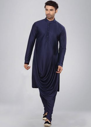 Readymade Blue Lycra Cowl Kurta Churidar Set