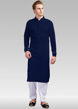 Readymade Blue Lycra Pathani Suit