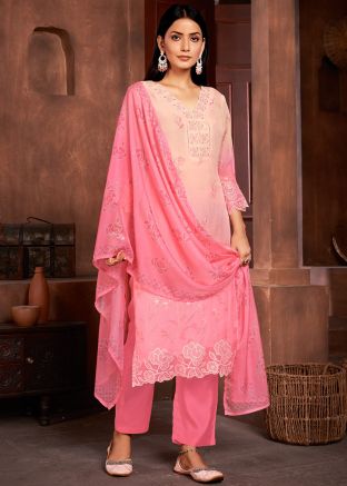 Shaded Pink Readymade Digital Print Pant Suit
