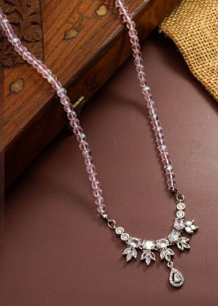 Pink Alloy Based Beaded Necklace