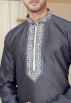Grey Art Dupion Kurta Pyjama Set