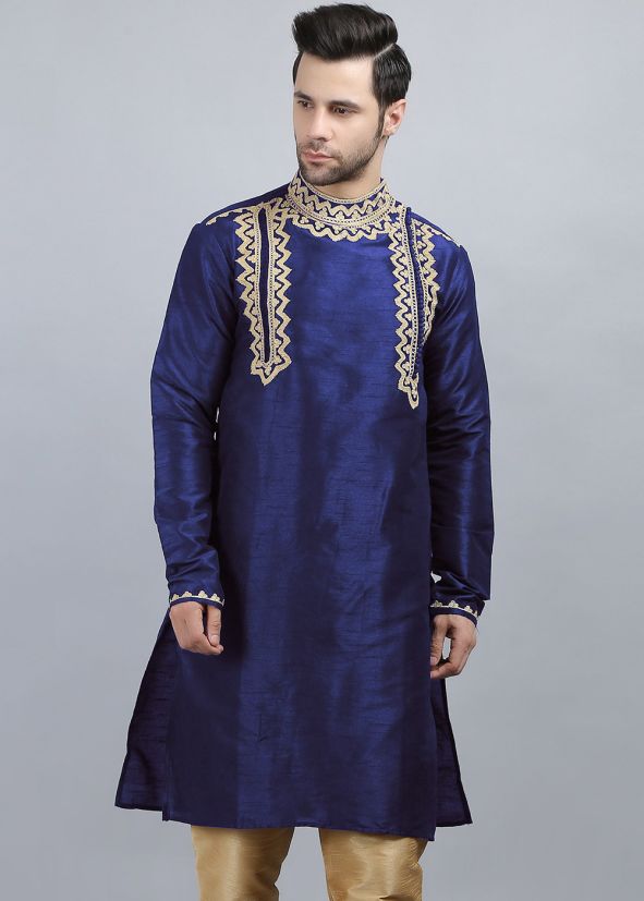 Blue Embroidered Readymade Kurta