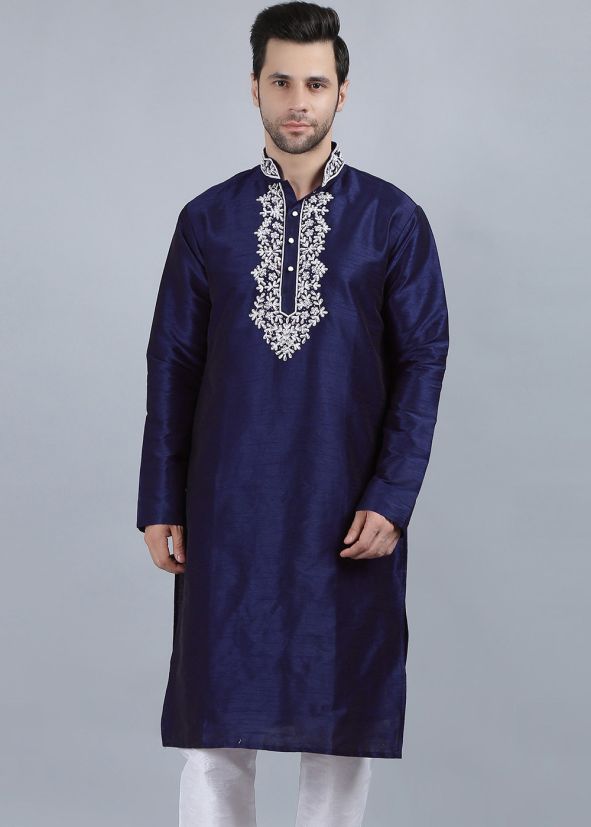 Blue Embroidered Readymade Kurta