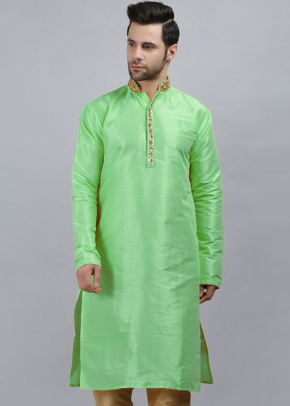 Green Embroidered Readymade Kurta 