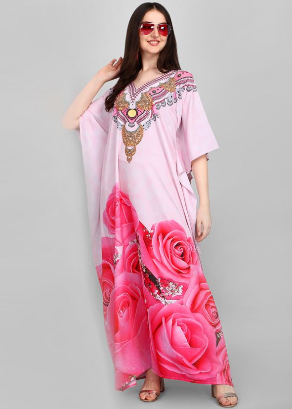 Pink Readymade Printed Kaftan