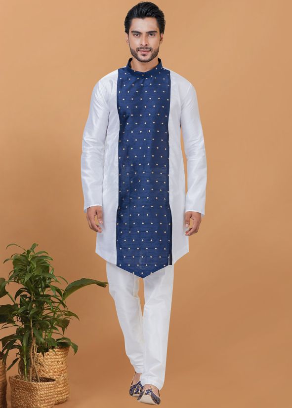 White Digital Printed Kurta Pajama