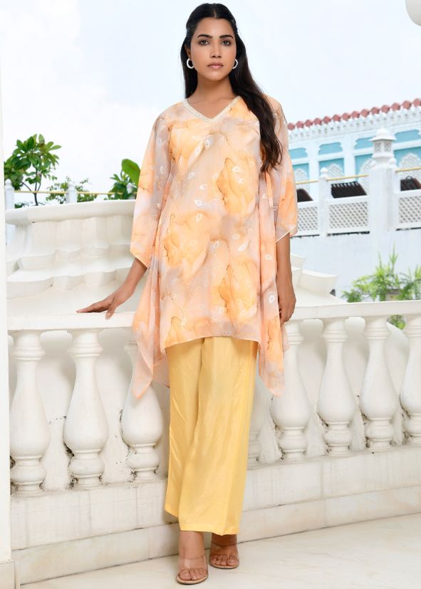 Yellow Readymade Georgette Kurta Set