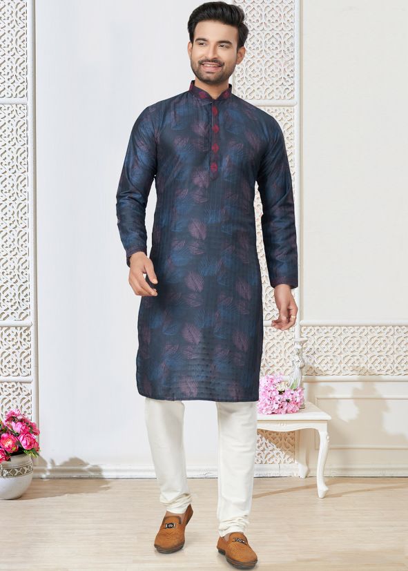 Blue Digital Printed Kurta Pajama