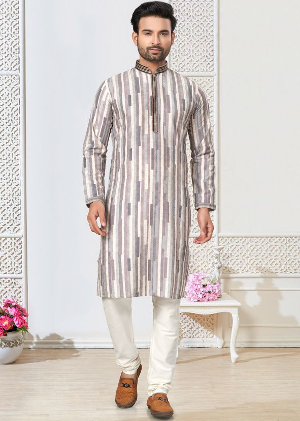 Grey Digital Printed Kurta Pajama
