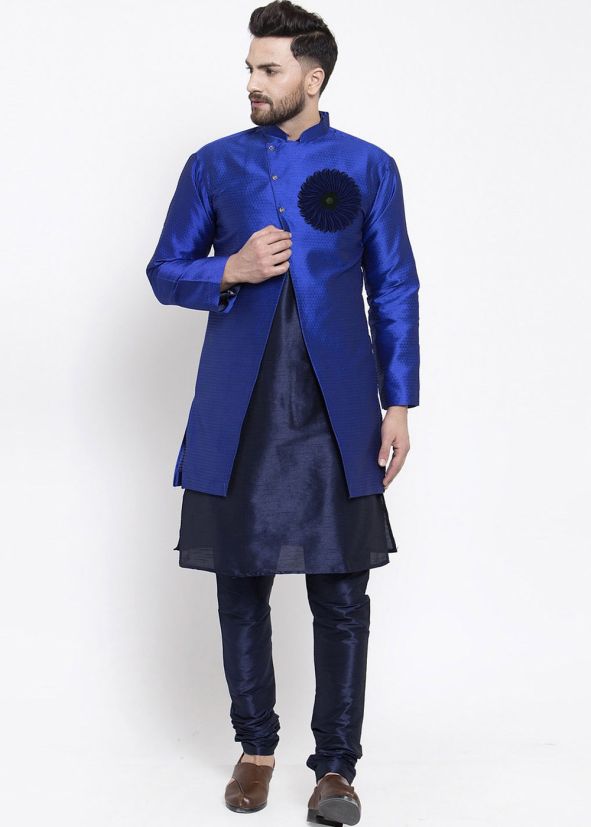 Navy Blue Kurta Pajama & Jacket