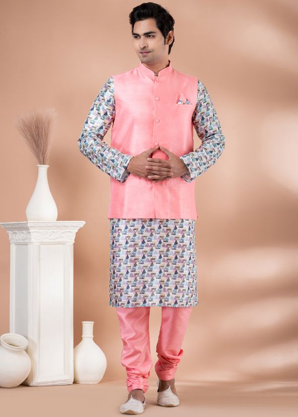 Multicolor Printed Kurta Pajama With Jacket