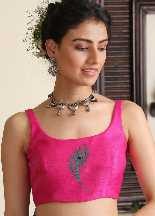 Readymade Pink Thread Embroidered Blouse
