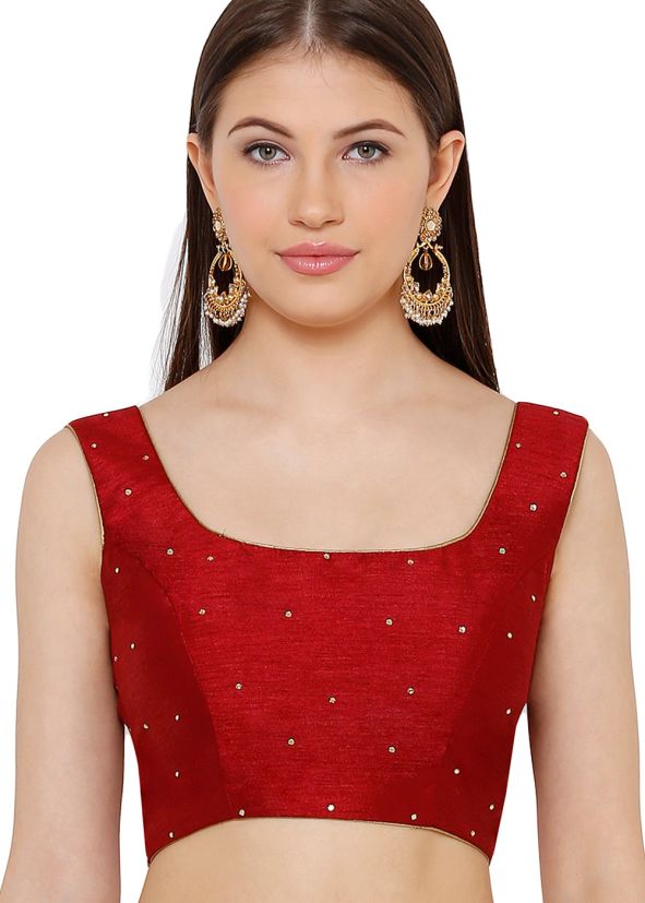 Maroon Self Design Saree Blouse