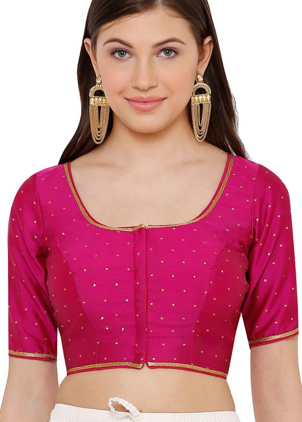 Pink Self Design Saree Blouse