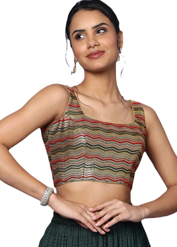 Multicolor Color Tissue Saree Blouse 
