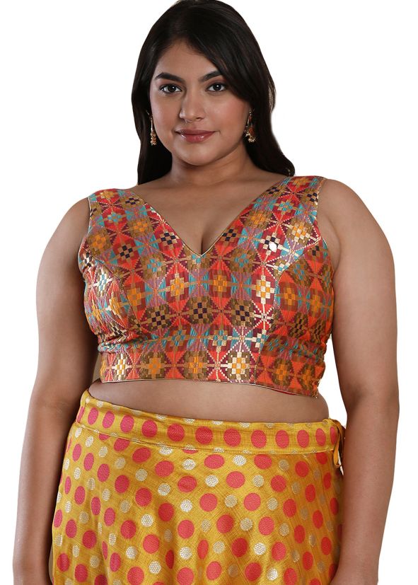 Multicolor Color Brocade Saree Blouse 