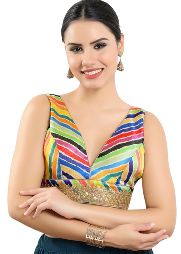 Multi Color Silk Saree Blouse 