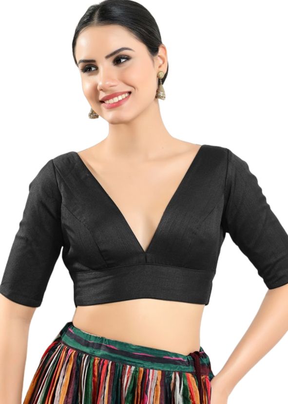 Black Color Silk Saree Blouse 