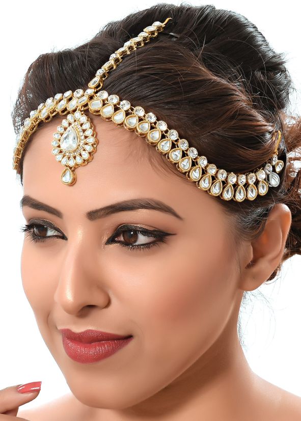 Stone Studded White Maang Tikka Online Shopping