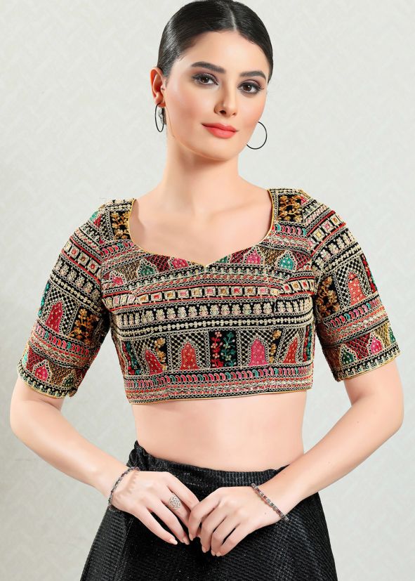 Multicolor Color Brocade Saree Blouse 