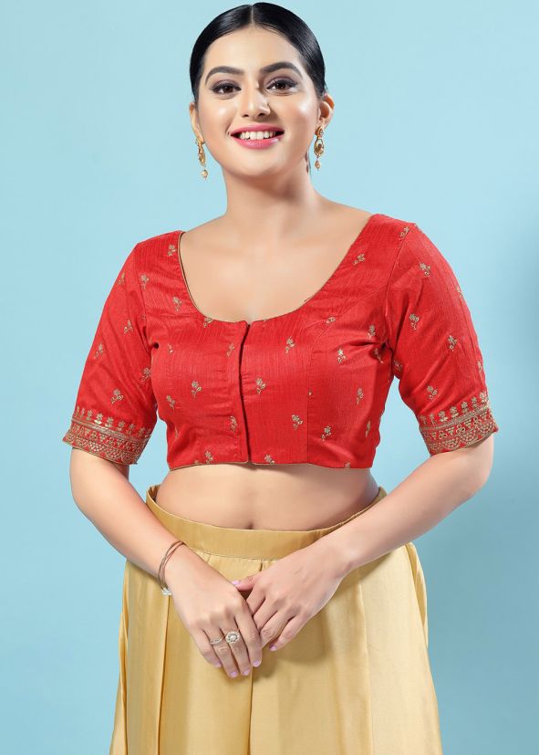 Red Color Silk Saree Blouse 