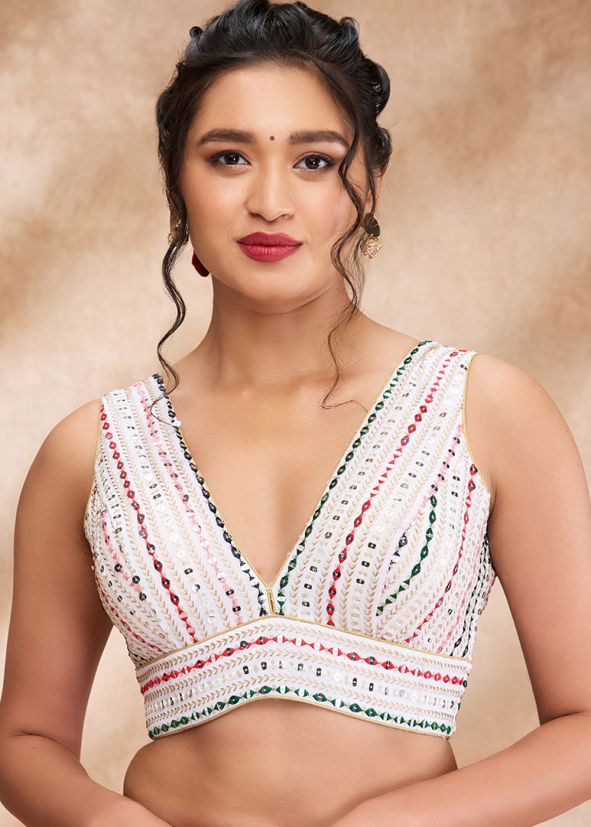 Off White Color Georgette Saree Blouse 