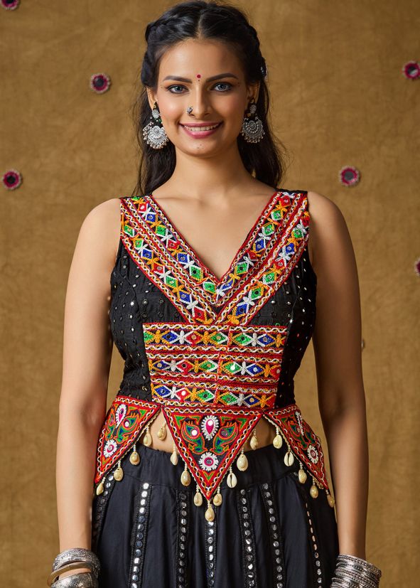 Black Color Rayon Navratri Blouse 