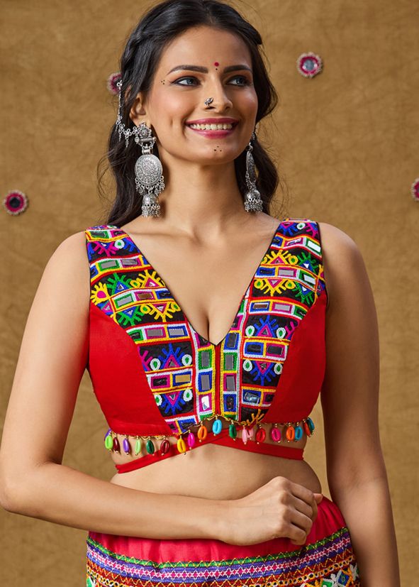 Red Color Rayon Navratri Blouse 
