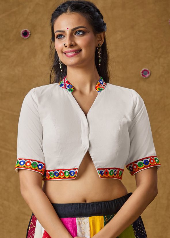 White Color Rayon Navratri Blouse 