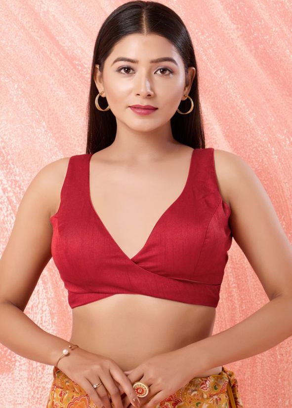 Maroon Color Silk Saree Blouse 