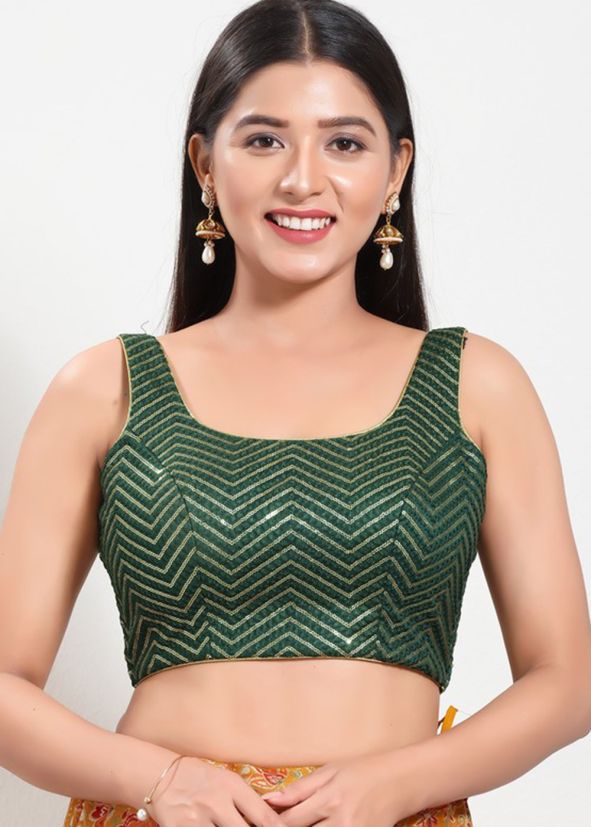Green Color Silk Saree Blouse 
