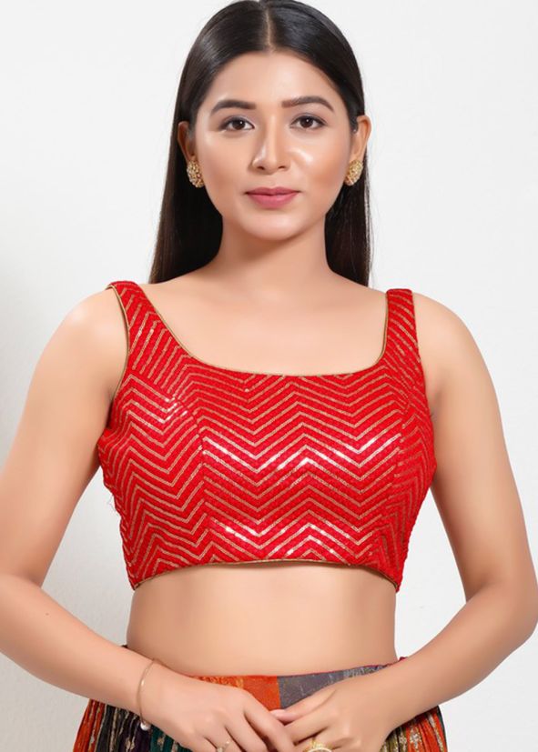 Red Color Silk Saree Blouse 