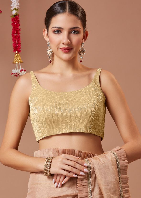 Golden Embroidered Tissue Blouse