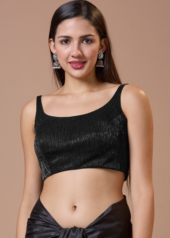 Black Tissue Embroidered Blouse