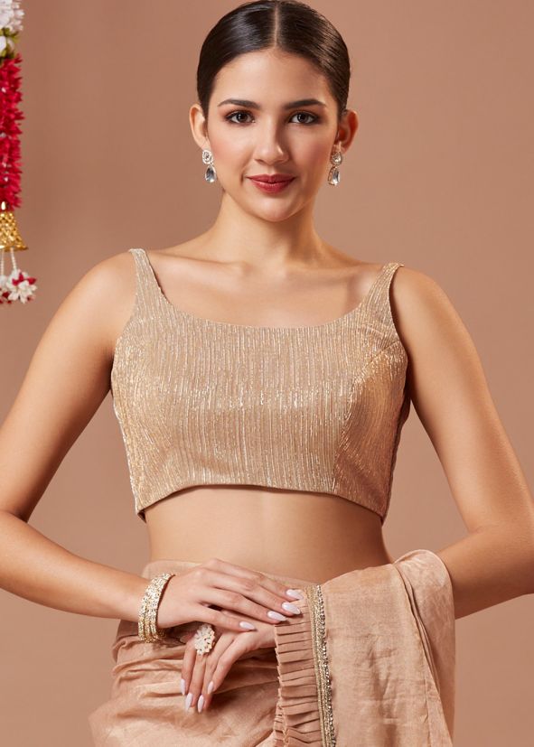 Golden Embroidered Tissue Blouse