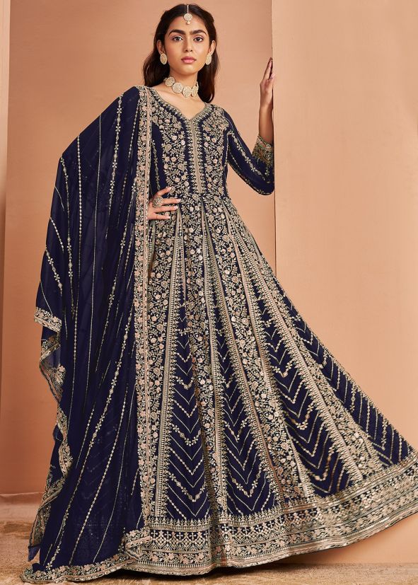 Blue Embroidered Salwar Suit Set