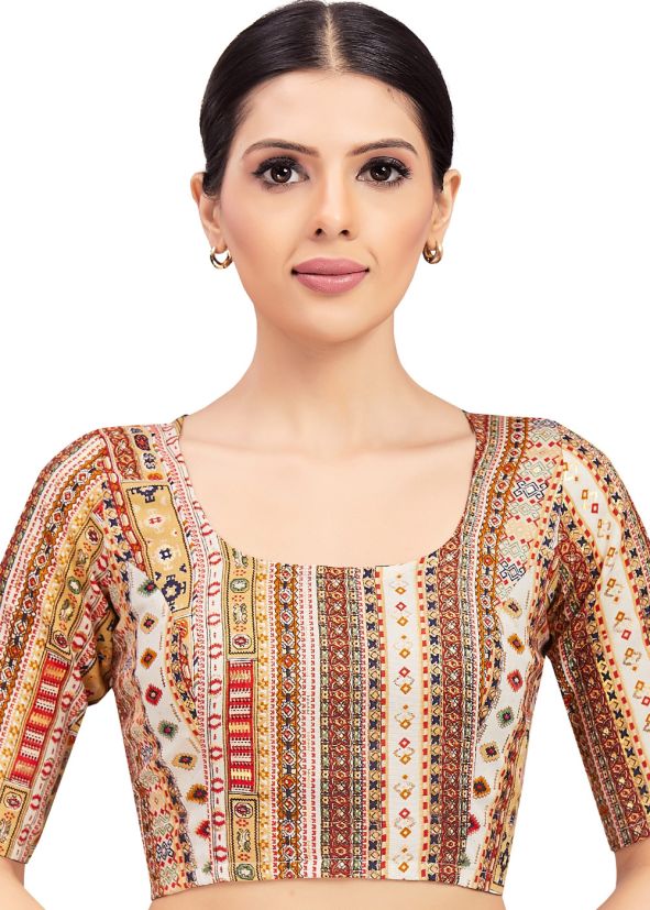 Multi Color Cotton Saree Blouse 