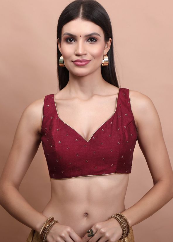 Maroon Color Silk Saree Blouse 